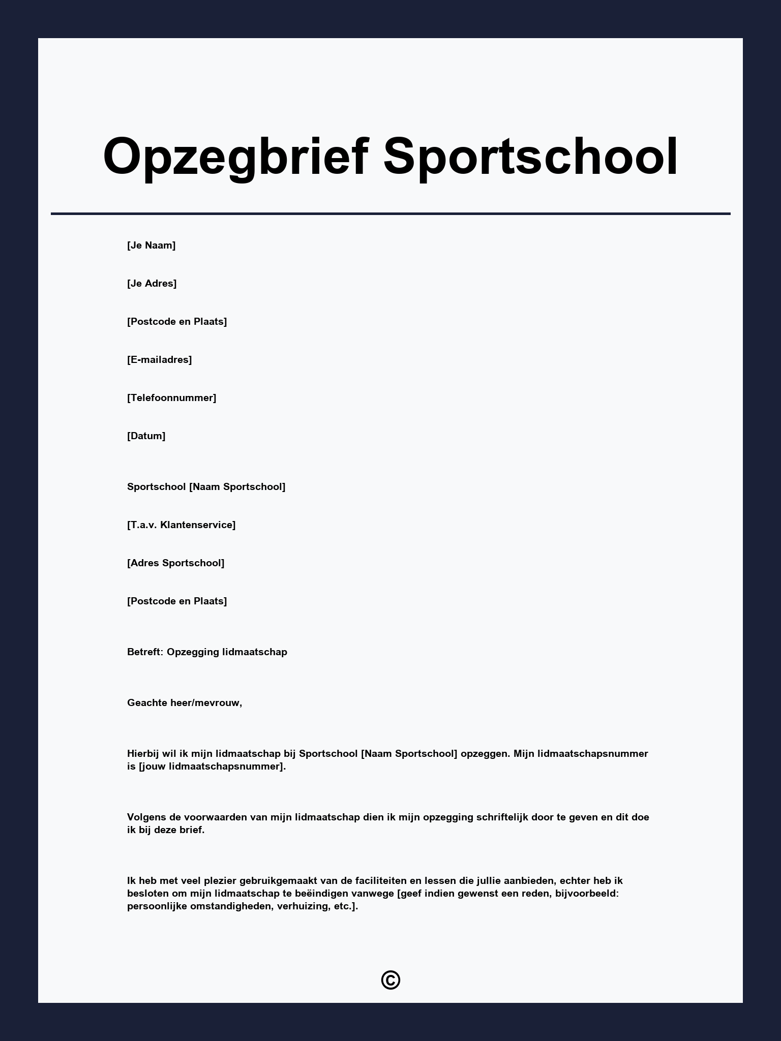 opzegtermijn sportvereniging